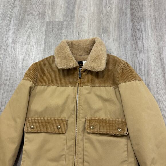 Vintage Sovereign Sportswear Jacket Men's Small Tan Fur Lined Bomber Army Flight - Picture 2 of 7